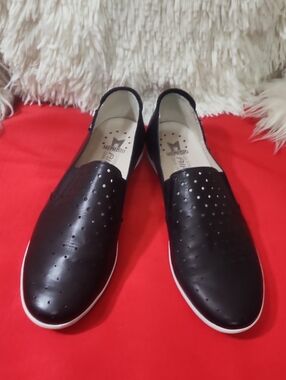 Mephisto  Korie Perf Black Perforated Slip-On Loafers